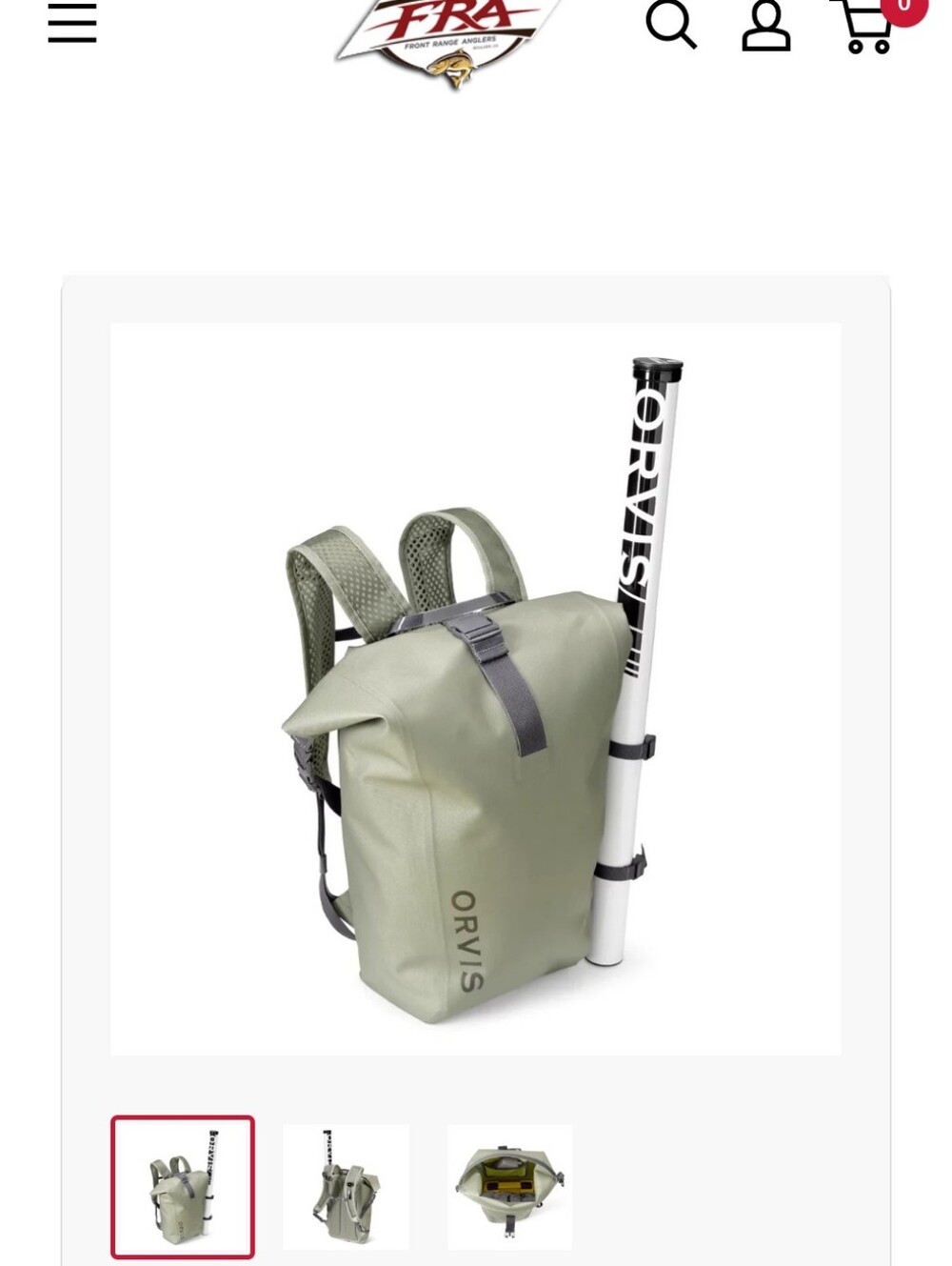 Orvis PRO Waterproof Roll-Top Backpack Dry Bag in Olive Green 20L